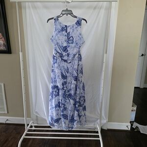 White House Black Market Floral Blue and White Maxi Dress